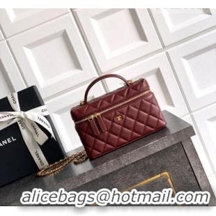 Inexpensive Chanel Classic Vanity with Chain in Quilted Grained Calfskin CH041704 Burgundy 2026