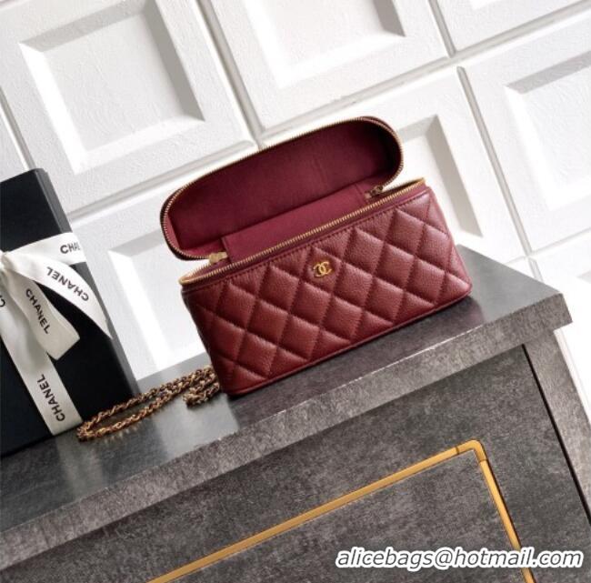 Inexpensive Chanel Classic Vanity with Chain in Quilted Grained Calfskin CH041704 Burgundy 2026