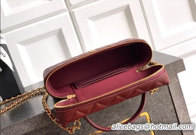 Inexpensive Chanel Classic Vanity with Chain in Quilted Grained Calfskin CH041704 Burgundy 2026