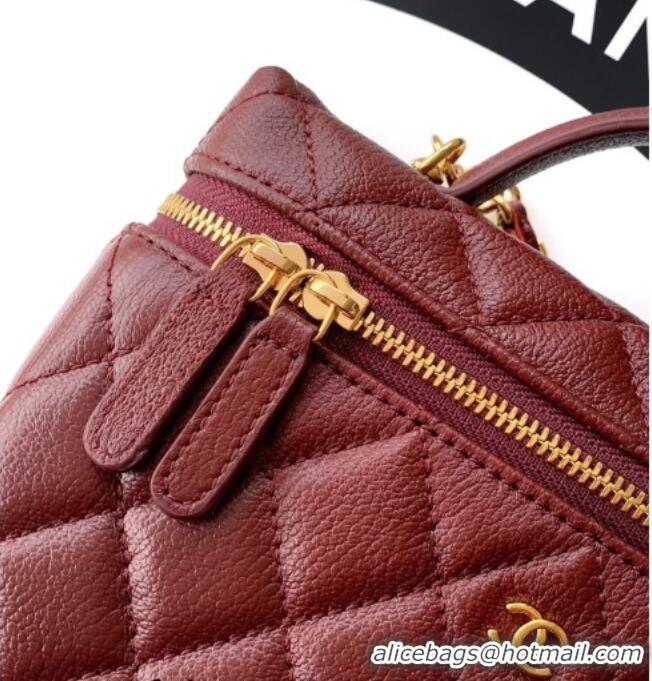 Inexpensive Chanel Classic Vanity with Chain in Quilted Grained Calfskin CH041704 Burgundy 2026