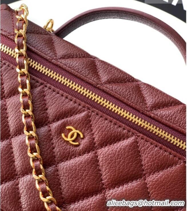 Inexpensive Chanel Classic Vanity with Chain in Quilted Grained Calfskin CH041704 Burgundy 2026