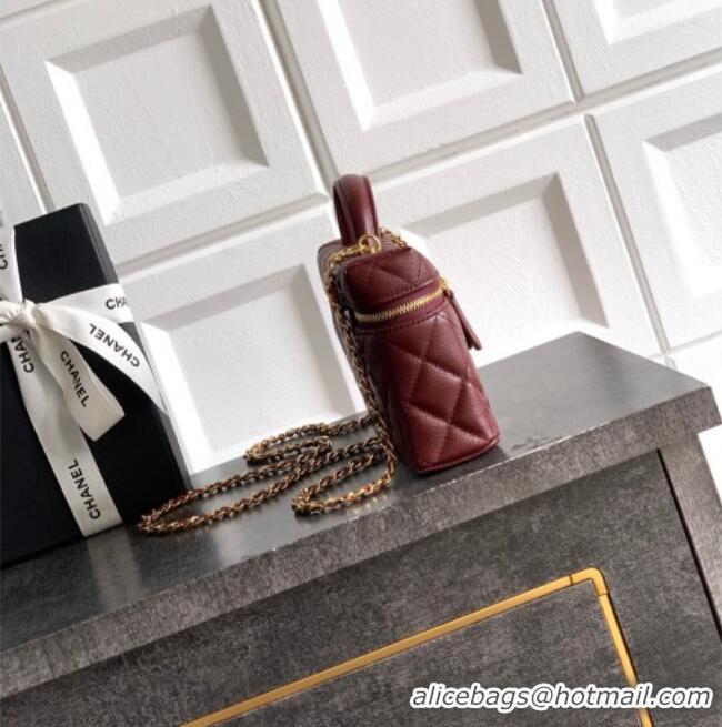 Inexpensive Chanel Classic Vanity with Chain in Quilted Grained Calfskin CH041704 Burgundy 2026