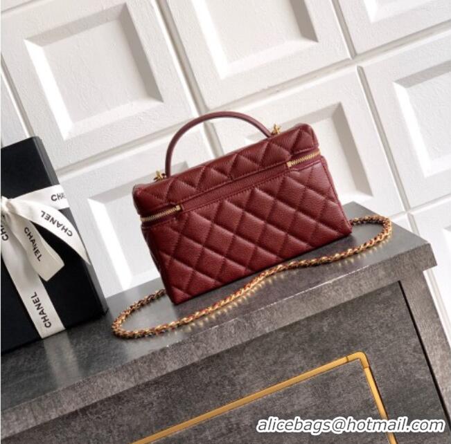 Inexpensive Chanel Classic Vanity with Chain in Quilted Grained Calfskin CH041704 Burgundy 2026