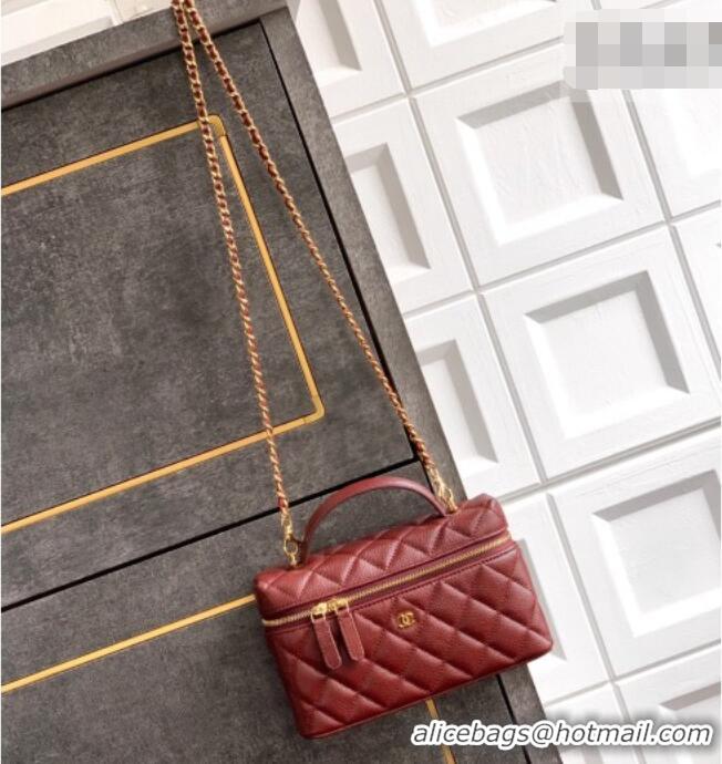 Inexpensive Chanel Classic Vanity with Chain in Quilted Grained Calfskin CH041704 Burgundy 2026