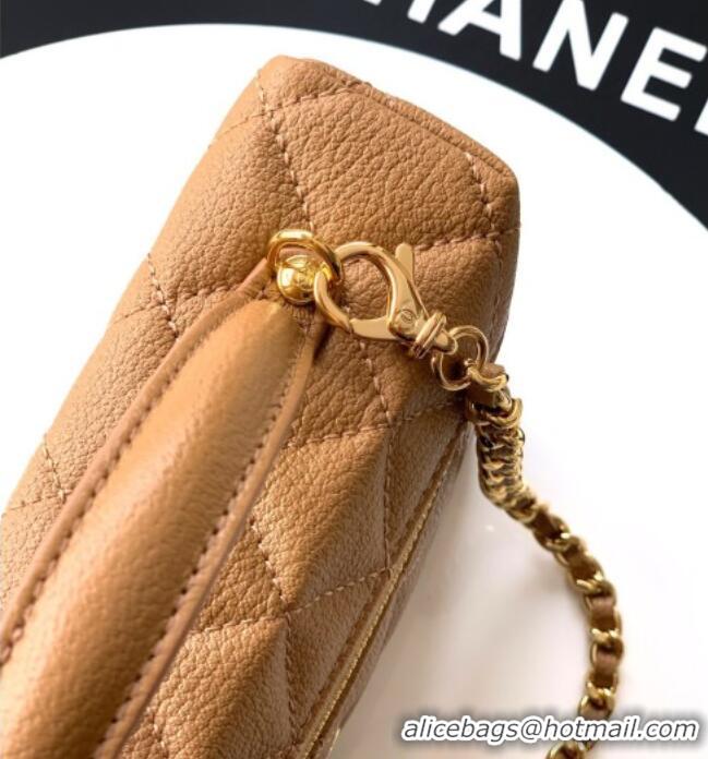 Well Crafted Chanel Classic Vanity with Chain in Quilted Grained Calfskin CH041704 Khaki 2026
