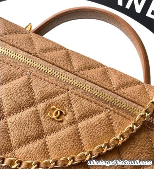 Well Crafted Chanel Classic Vanity with Chain in Quilted Grained Calfskin CH041704 Khaki 2026
