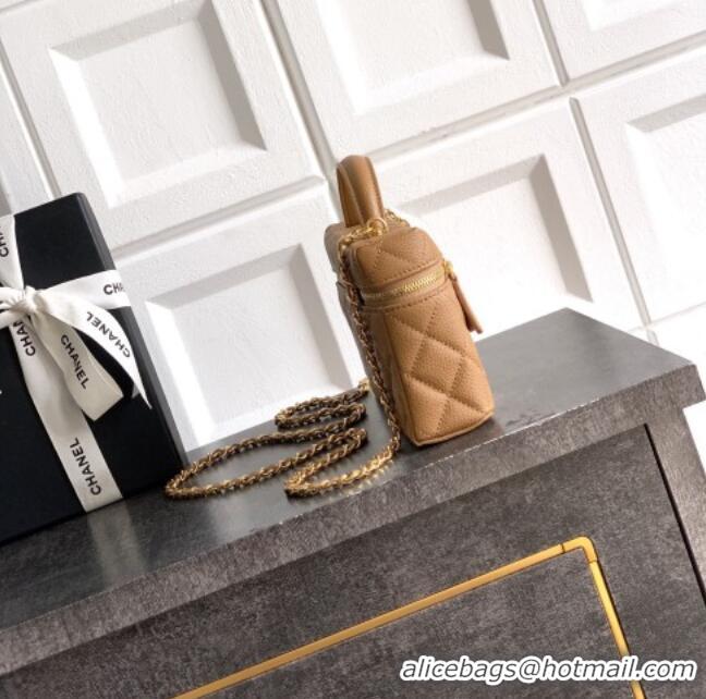 Well Crafted Chanel Classic Vanity with Chain in Quilted Grained Calfskin CH041704 Khaki 2026