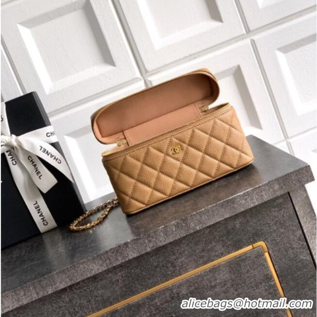 Well Crafted Chanel Classic Vanity with Chain in Quilted Grained Calfskin CH041704 Khaki 2026