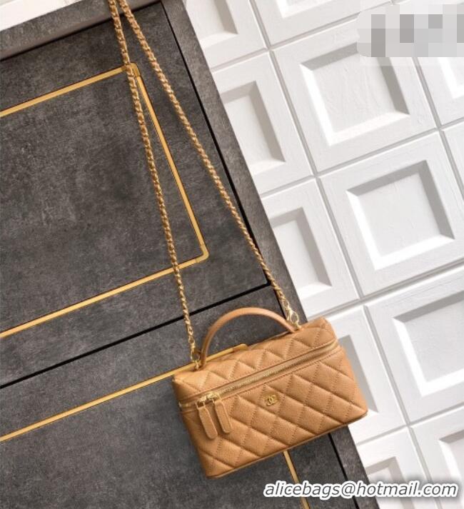 Well Crafted Chanel Classic Vanity with Chain in Quilted Grained Calfskin CH041704 Khaki 2026
