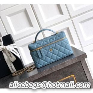 Modern Classic Chanel Classic Vanity with Chain in Quilted Grained Calfskin CH041704 Dusty Blue 2026