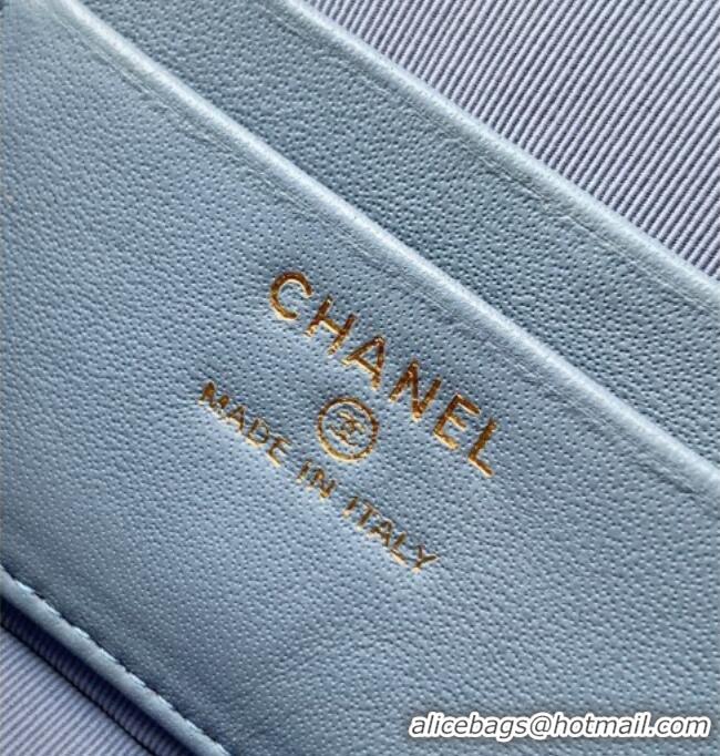 Modern Classic Chanel Classic Vanity with Chain in Quilted Grained Calfskin CH041704 Dusty Blue 2026
