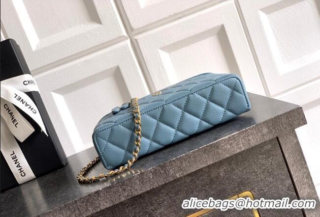 Modern Classic Chanel Classic Vanity with Chain in Quilted Grained Calfskin CH041704 Dusty Blue 2026