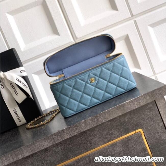 Modern Classic Chanel Classic Vanity with Chain in Quilted Grained Calfskin CH041704 Dusty Blue 2026