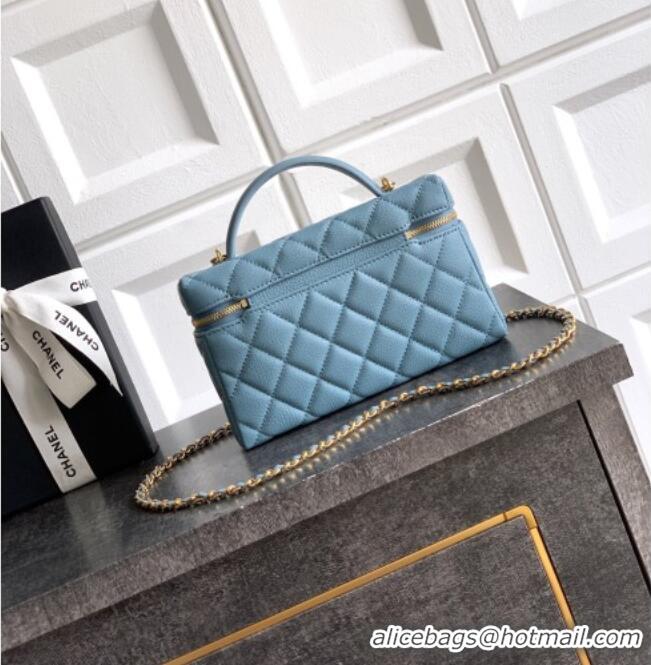 Modern Classic Chanel Classic Vanity with Chain in Quilted Grained Calfskin CH041704 Dusty Blue 2026