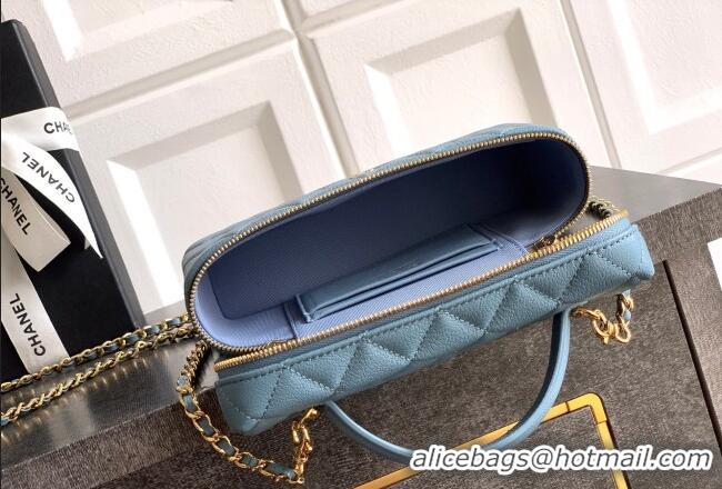 Modern Classic Chanel Classic Vanity with Chain in Quilted Grained Calfskin CH041704 Dusty Blue 2026