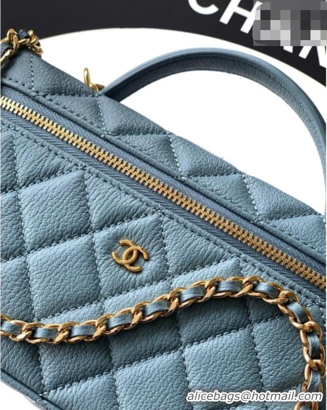 Modern Classic Chanel Classic Vanity with Chain in Quilted Grained Calfskin CH041704 Dusty Blue 2026