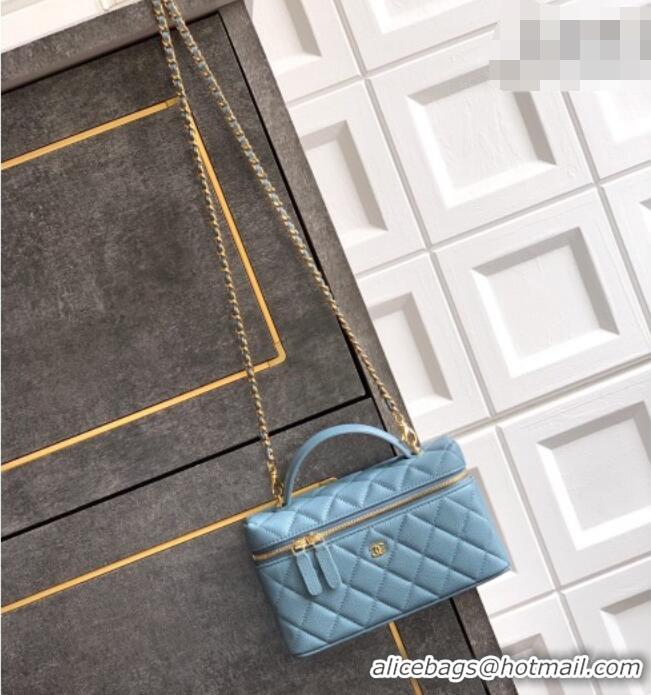 Modern Classic Chanel Classic Vanity with Chain in Quilted Grained Calfskin CH041704 Dusty Blue 2026