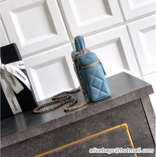 Modern Classic Chanel Classic Vanity with Chain in Quilted Grained Calfskin CH041704 Dusty Blue 2026