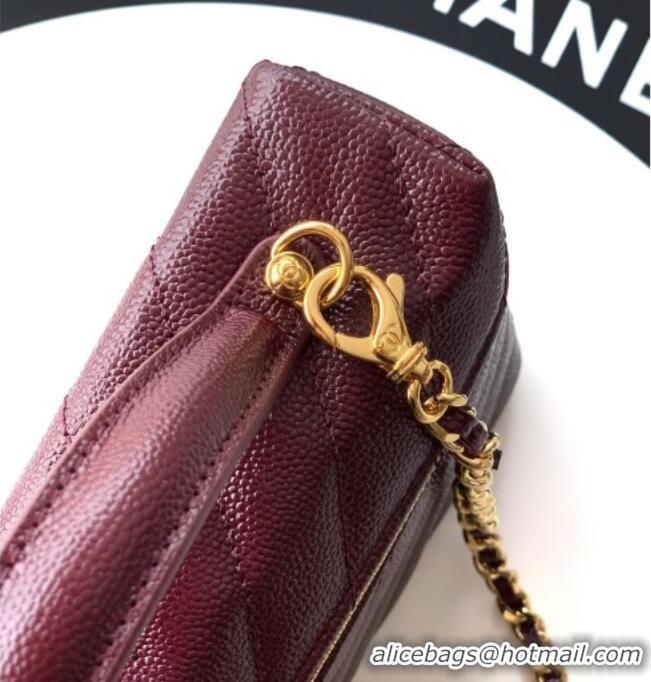 Cheapest Chanel Vanity with Chain in Chevron Grained Calfskin AP5212 Burgundy 2026