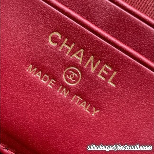 Cheapest Chanel Vanity with Chain in Chevron Grained Calfskin AP5212 Burgundy 2026