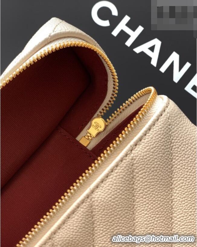 Trendy Design Chanel Vanity with Chain in Chevron Grained Calfskin AP5212 Light Beige 2026