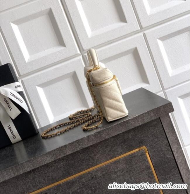 Trendy Design Chanel Vanity with Chain in Chevron Grained Calfskin AP5212 Light Beige 2026