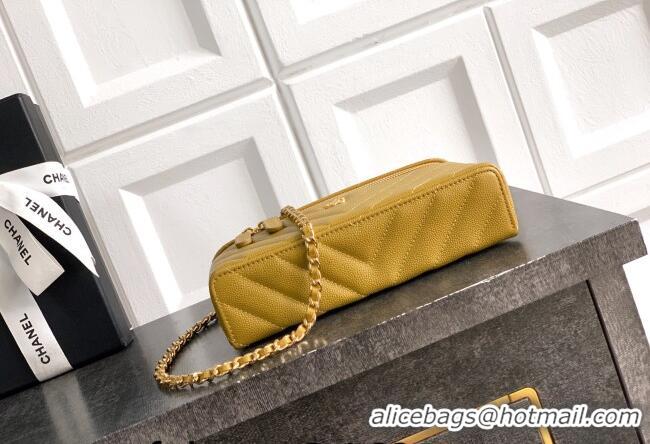 Grade Design Chanel Vanity with Chain in Chevron Grained Calfskin AP5212 Bean Paste Green 2026