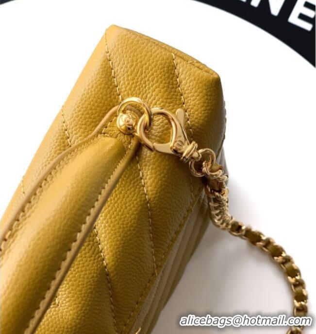 Grade Design Chanel Vanity with Chain in Chevron Grained Calfskin AP5212 Bean Paste Green 2026