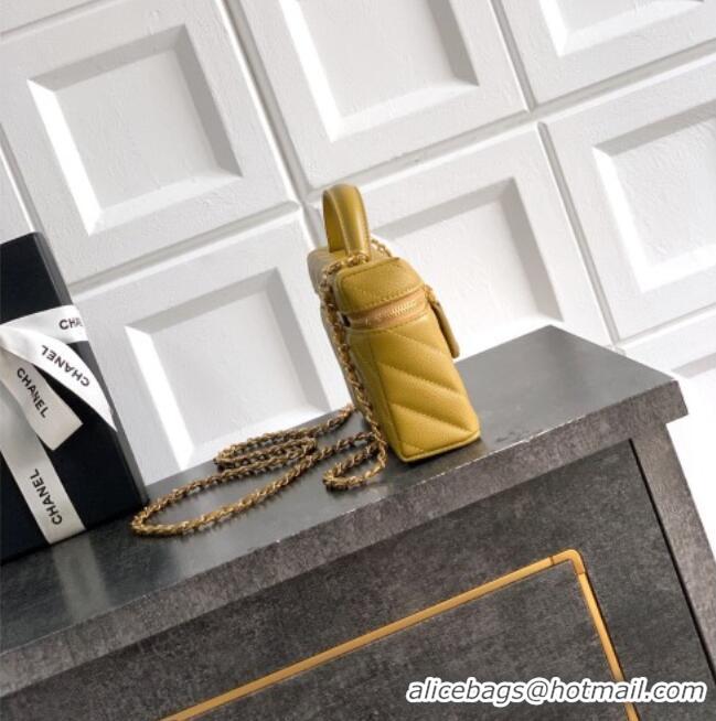 Grade Design Chanel Vanity with Chain in Chevron Grained Calfskin AP5212 Bean Paste Green 2026