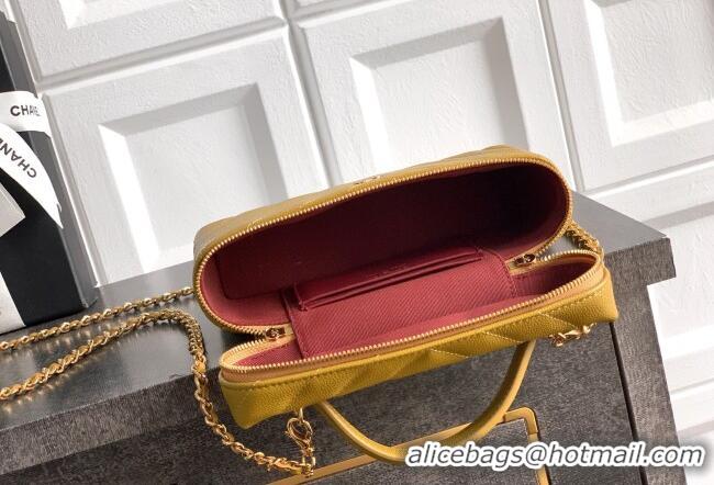 Grade Design Chanel Vanity with Chain in Chevron Grained Calfskin AP5212 Bean Paste Green 2026