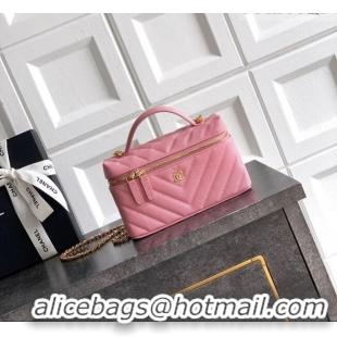 Trendy Design Chanel Vanity with Chain in Chevron Grained Calfskin AP5212 Sakura Pink 2026