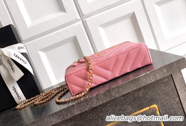 Trendy Design Chanel Vanity with Chain in Chevron Grained Calfskin AP5212 Sakura Pink 2026