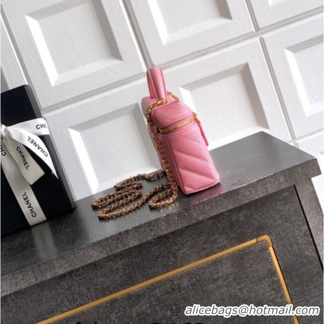 Trendy Design Chanel Vanity with Chain in Chevron Grained Calfskin AP5212 Sakura Pink 2026