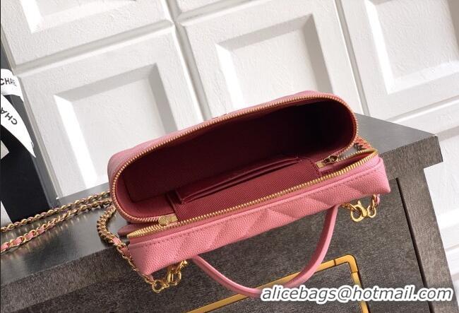 Trendy Design Chanel Vanity with Chain in Chevron Grained Calfskin AP5212 Sakura Pink 2026