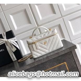 Chic Discount Chanel Vanity with Chain in Chevron Grained Calfskin AP5212 White 2026