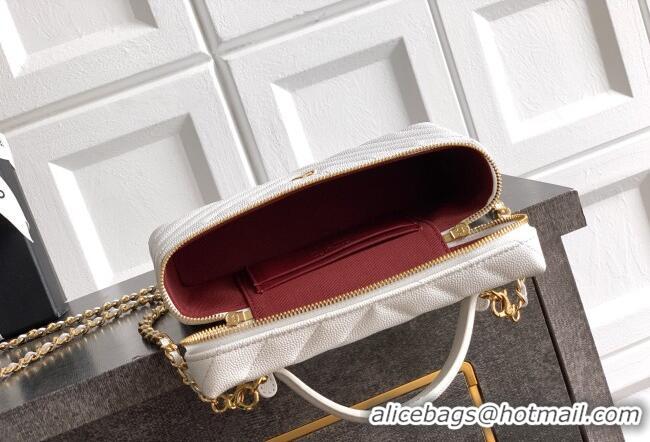 Chic Discount Chanel Vanity with Chain in Chevron Grained Calfskin AP5212 White 2026