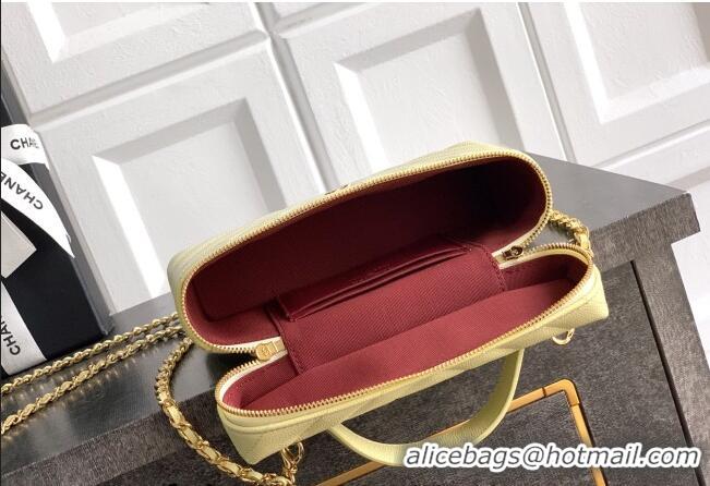 New Fashion Chanel Vanity with Chain in Chevron Grained Calfskin AP5212 Egg Yellow 2026