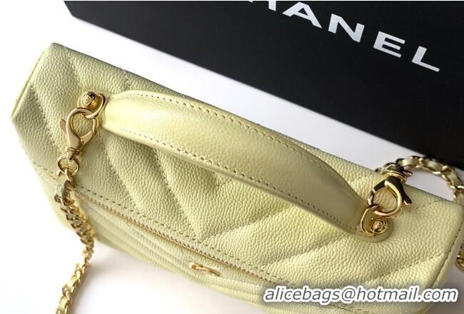New Fashion Chanel Vanity with Chain in Chevron Grained Calfskin AP5212 Egg Yellow 2026
