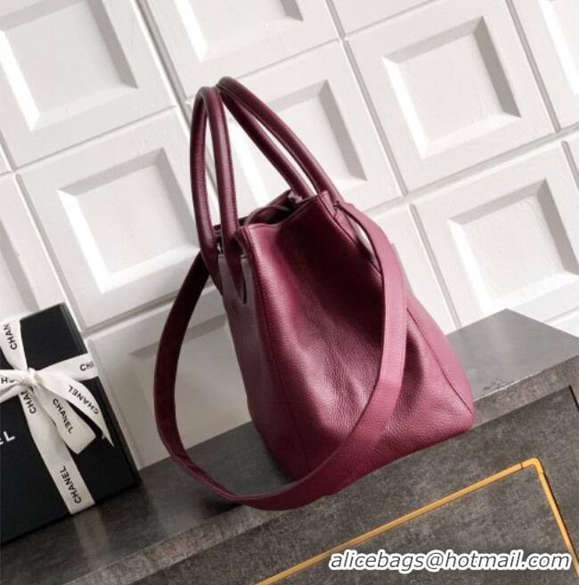 Luxury Cheap Chanel Grained Calfskin Large Shopping Bag AS6056 Burgundy 2026