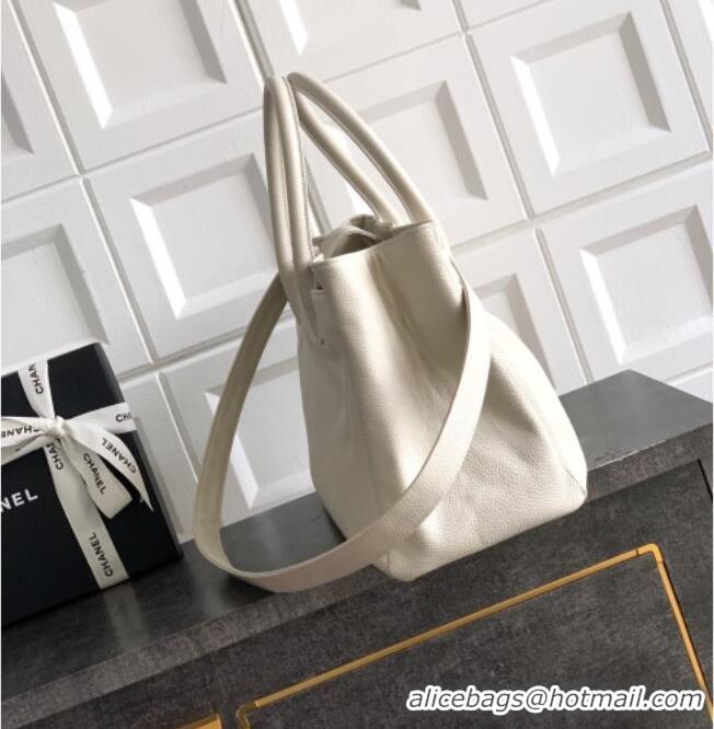 Luxury Cheap Chanel Grained Calfskin Large Shopping Bag AS6056 White 2026