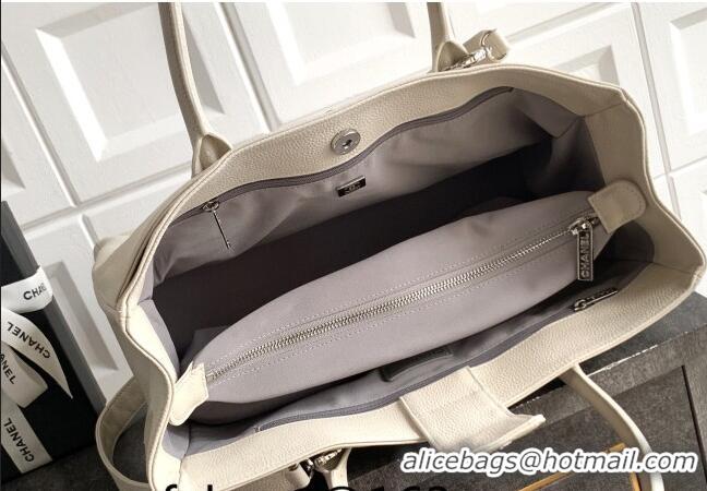 Luxury Cheap Chanel Grained Calfskin Large Shopping Bag AS6056 White 2026