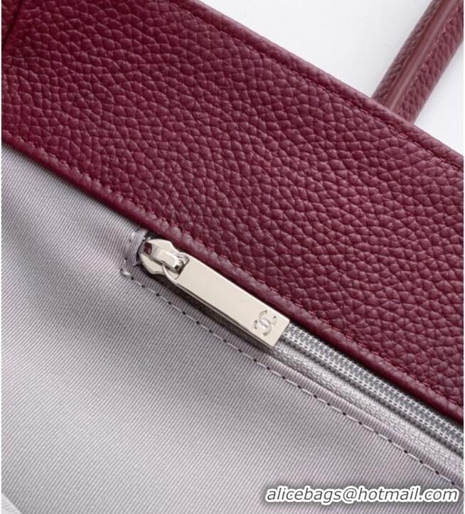 Best Quality Chanel Grained Calfskin Shopping Bag AS6055 Burgundy 2026
