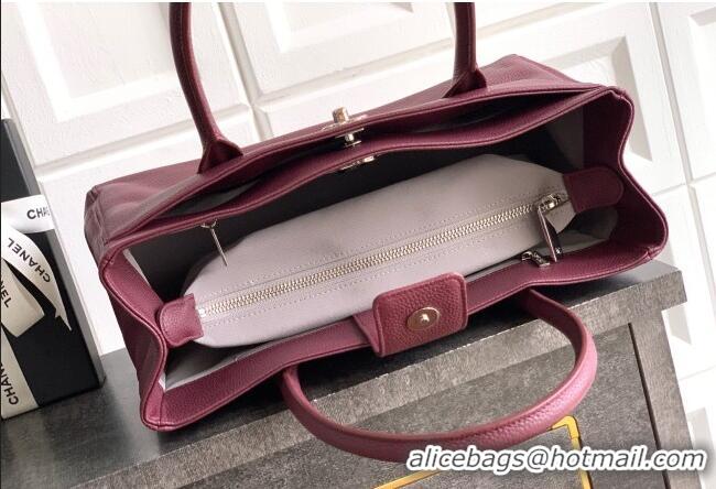 Best Quality Chanel Grained Calfskin Shopping Bag AS6055 Burgundy 2026