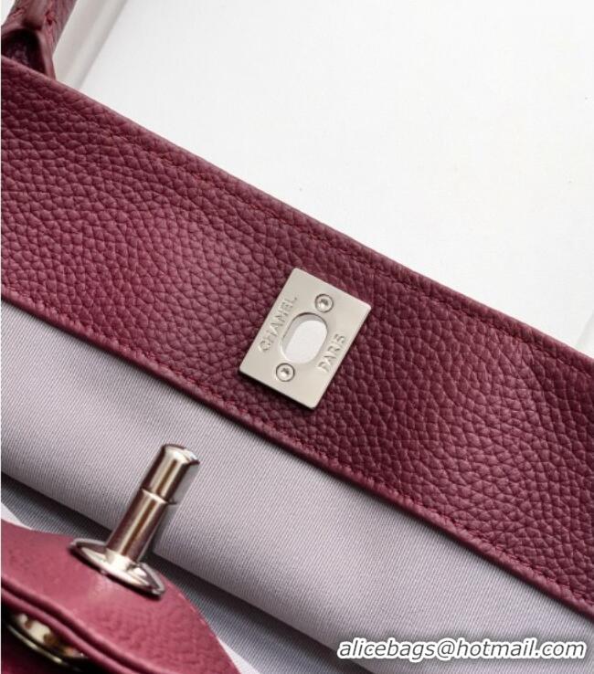 Best Quality Chanel Grained Calfskin Shopping Bag AS6055 Burgundy 2026