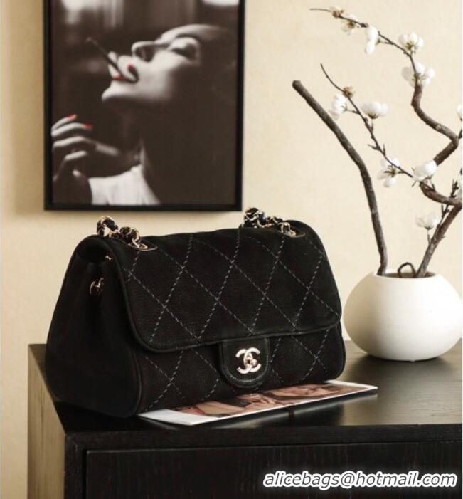 Reasonable Price Chanel Grained Nubuck Leather Flap Bag CH041705 Black 2026