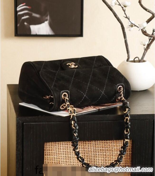 Reasonable Price Chanel Grained Nubuck Leather Flap Bag CH041705 Black 2026