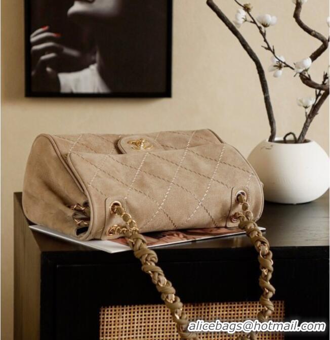 New Design Chanel Grained Nubuck Leather Flap Bag CH041705 Beige 2026