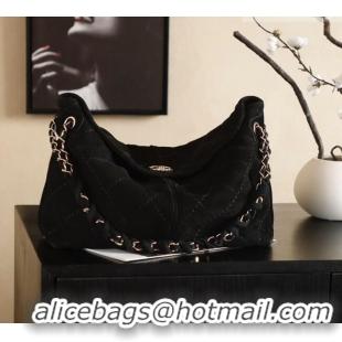 Fashion Discount Chanel Grained Nubuck Leather Hobo Bag CH041705 Black 2026