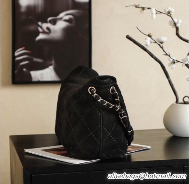 Fashion Discount Chanel Grained Nubuck Leather Hobo Bag CH041705 Black 2026