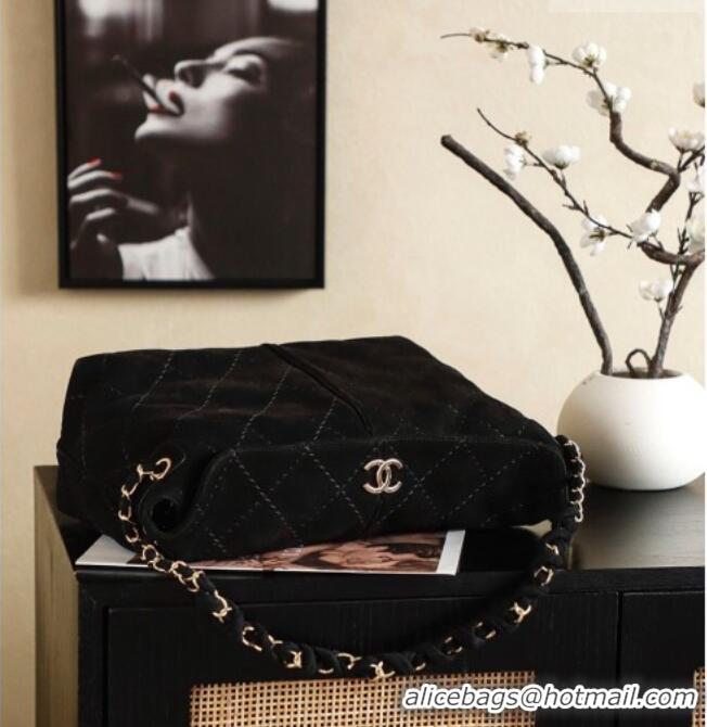 Fashion Discount Chanel Grained Nubuck Leather Hobo Bag CH041705 Black 2026